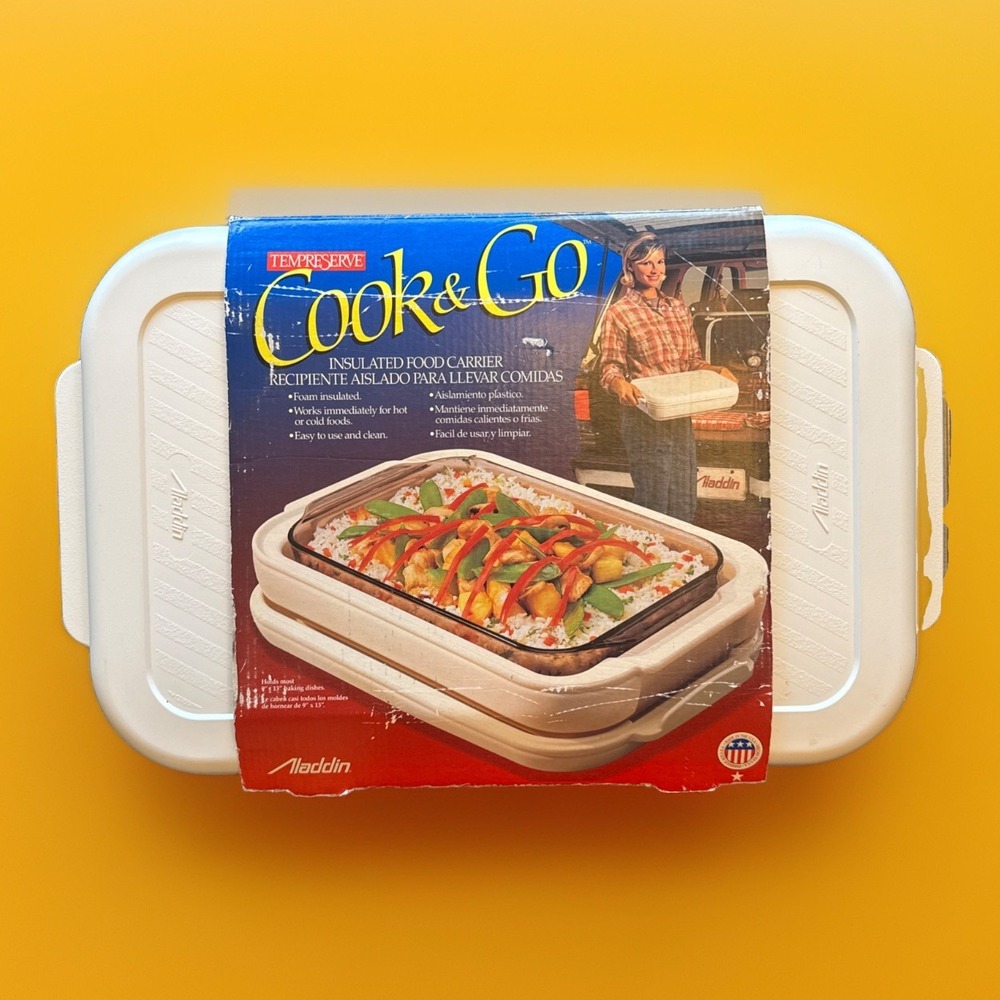 Vtg Aladdin Tempreserve Cook & Go Insulated Food Carrier NOS Original Box USA